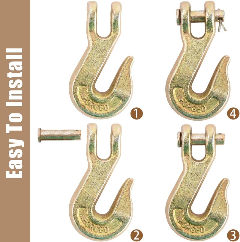 9TH SHOP 3/8" Grab Hook, Clevis Hook for Chain - Grade 70 (G70) Heavy Duty, 6600 lbs Break Strength - Fits 3/8" Truck, Trailer, Tow & Transport Chains (10 Pack) - Image 5